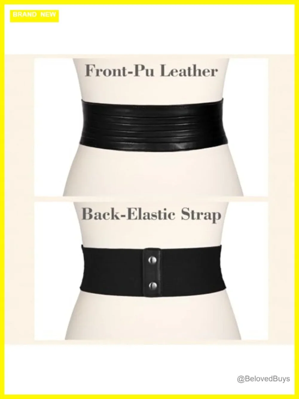 Wide Stretchy Faux Leather Waist Belt Vintage Cinch Dress Belt